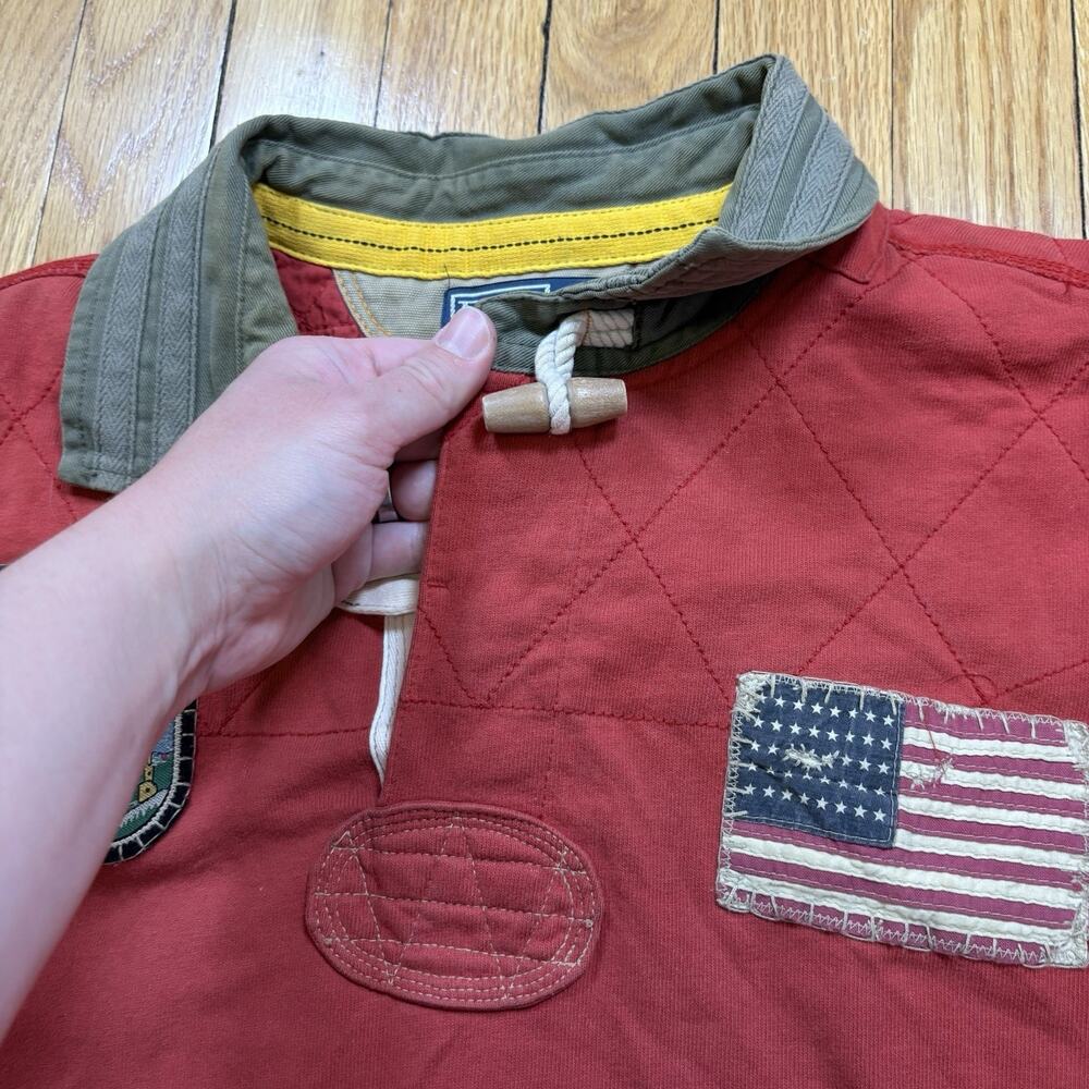 Polo Ralph Lauren XL Mountain Expedition Red Rugby Shirt Patches Flags Outdoor - Picture 8 of 16